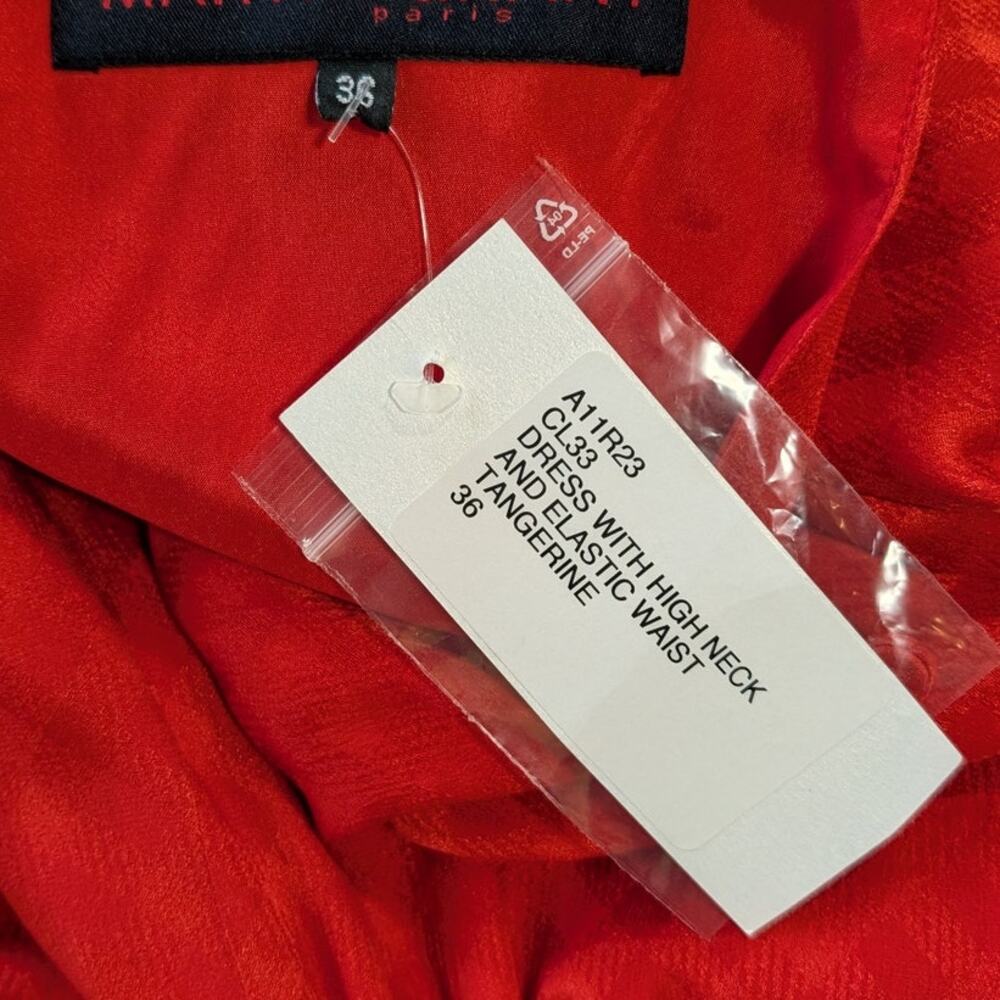 Martin Grant Paris 100% Silk Red Jacquard Sleeveless Dress | Stand Collar | NWT - Picture 10 of 11